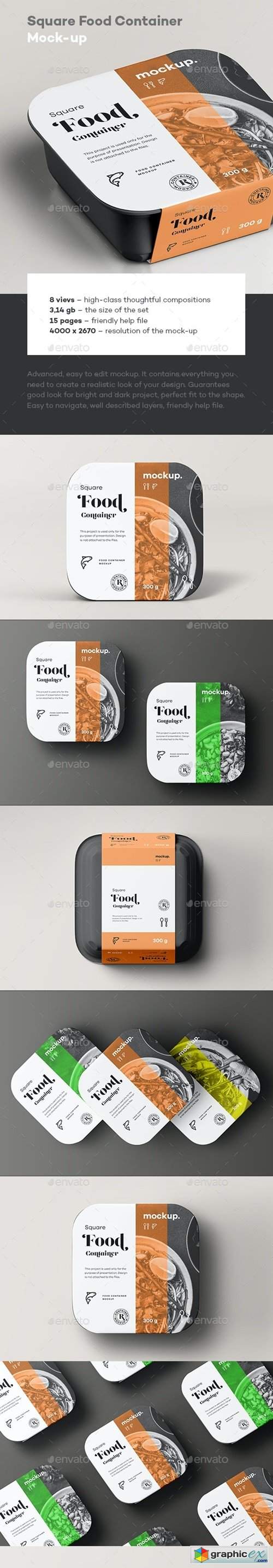 Square Food Container Mock-up 