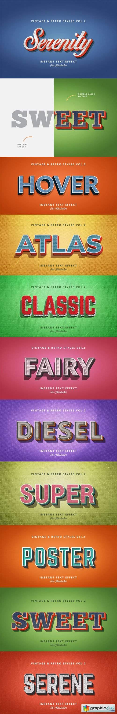 Vintage and Retro Graphic Styles Vol.2 for Adobe Illustrator