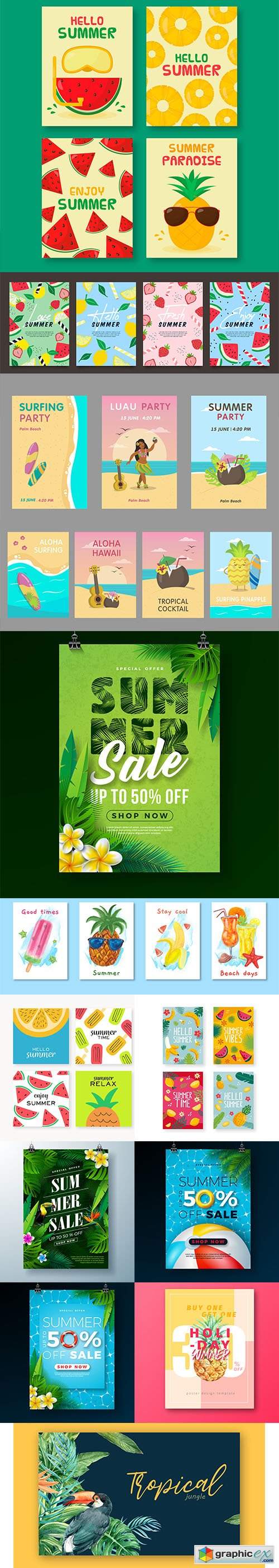  Collection of summer, travel and holidays poster and card 