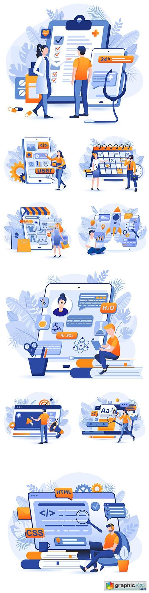  Business planning and online store flat design illustration concept 