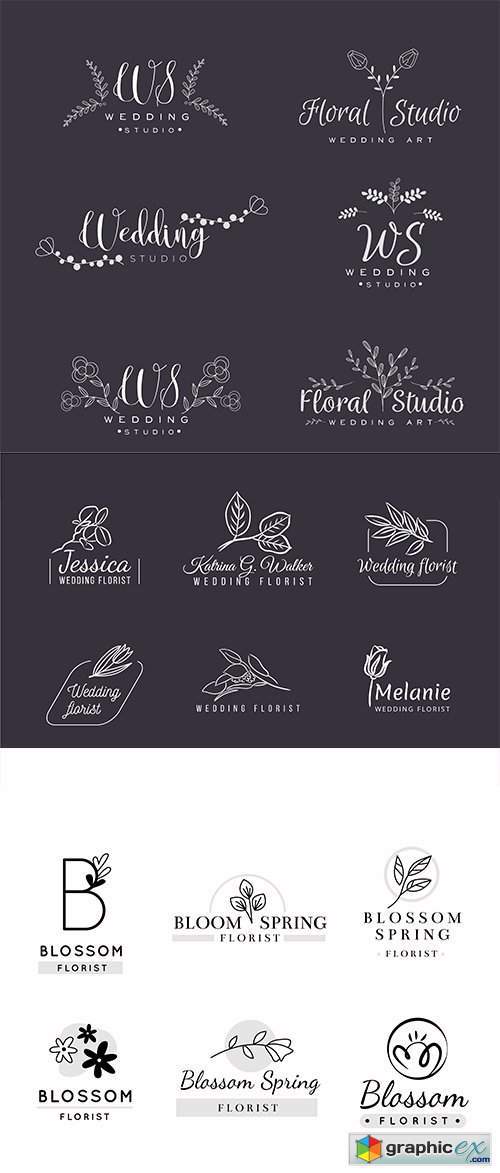 Collection of wedding florist logos