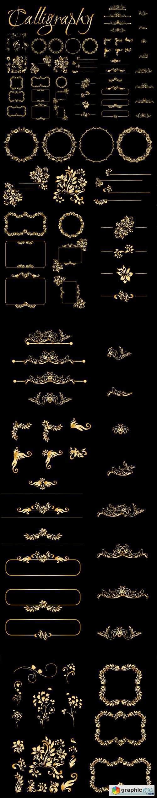 Golden Calligraphy Elements Vector Design Templates