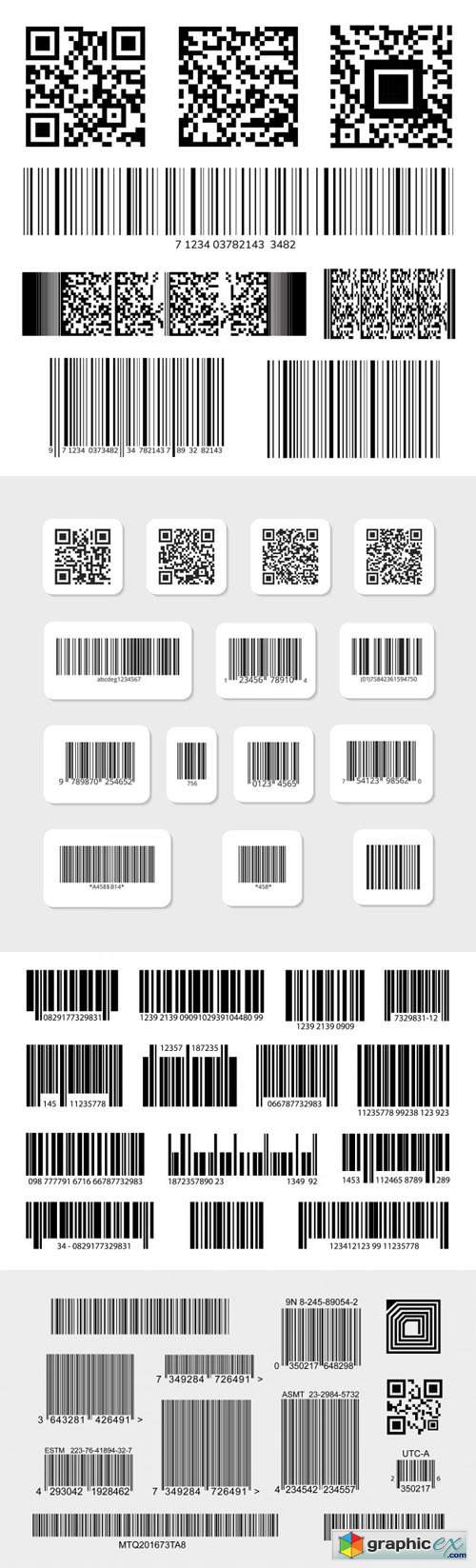  48 Various Digital Barcode Labels and Stickers Vector Templates 