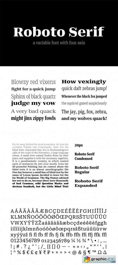  Roboto Serif - A Variable Display Serif Font with Four Axis [2-Weights] 