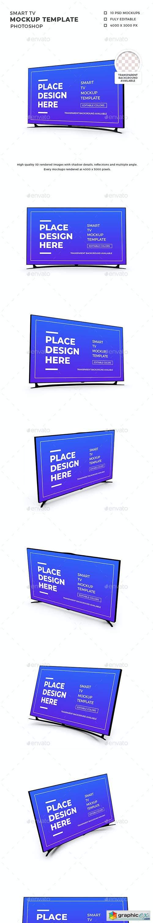 Smart TV 3D Mockup Template 