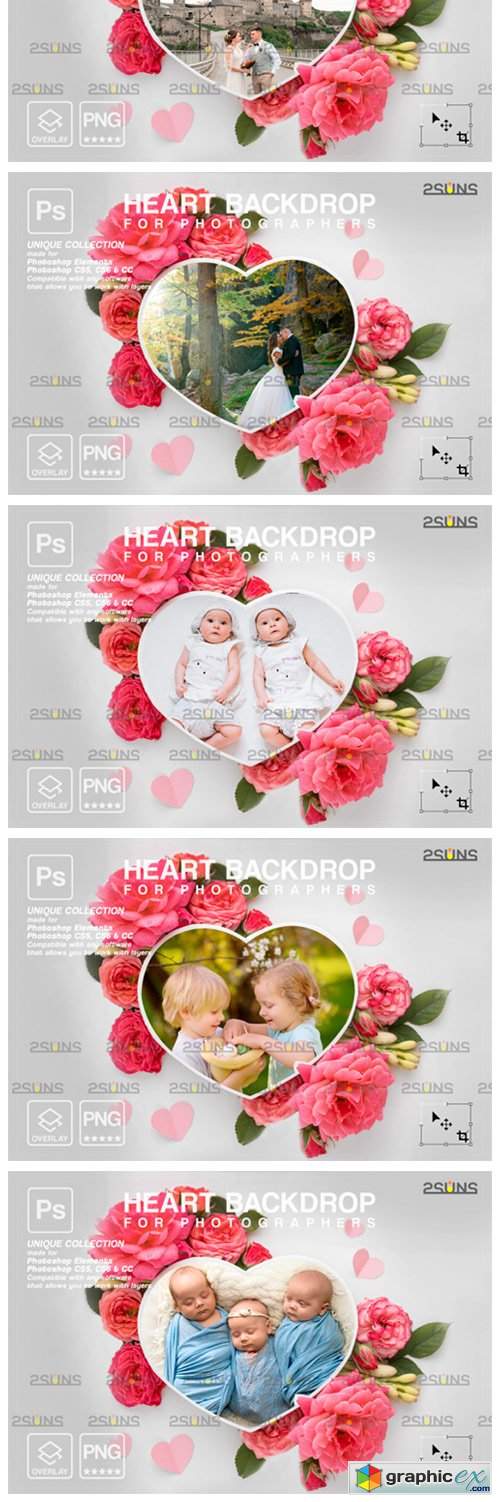  Heart Flower Digital Frames Overlay 
