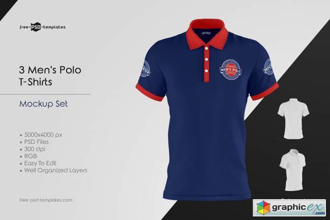 Men's Polo T-Shirts MockUp Set