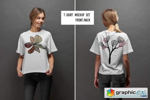 Download Girl T-shirt mockup (front/back) » Free Download Vector ...