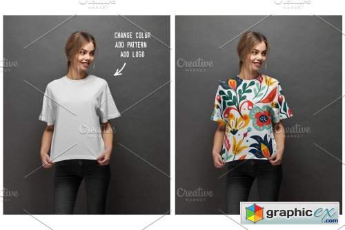Download Girl T-shirt mockup (front/back) » Free Download Vector ...