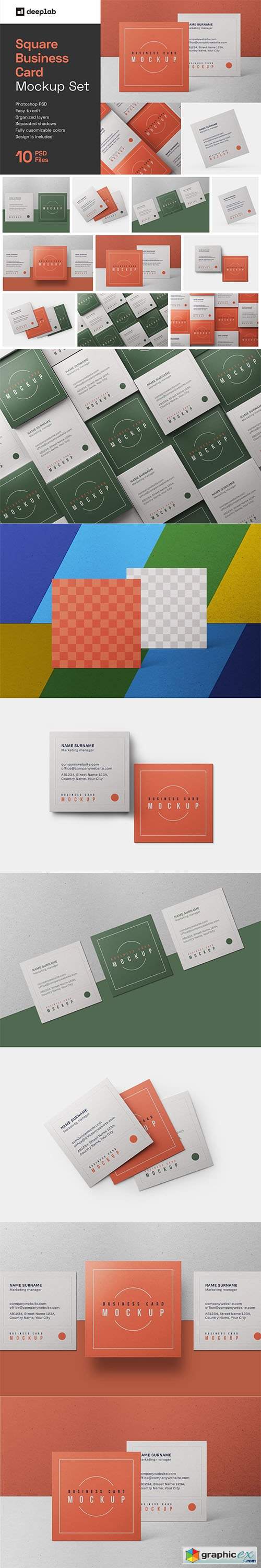  Square Business Card Mockup Set 6091259