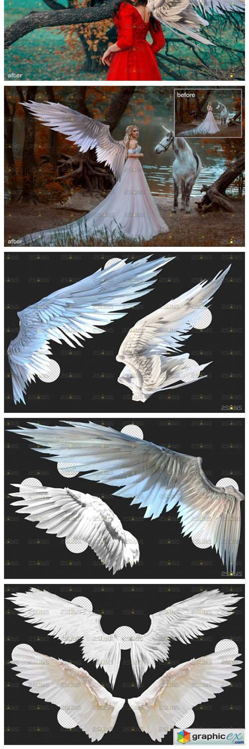 Realistic White Angel Wings Photoshop