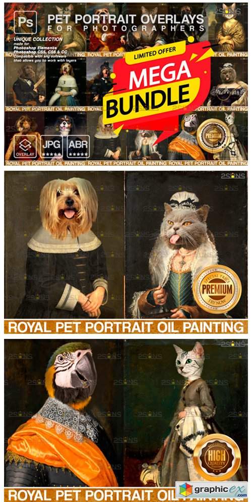  MEGA BUNDLE Royal Pet Portrait Templates 