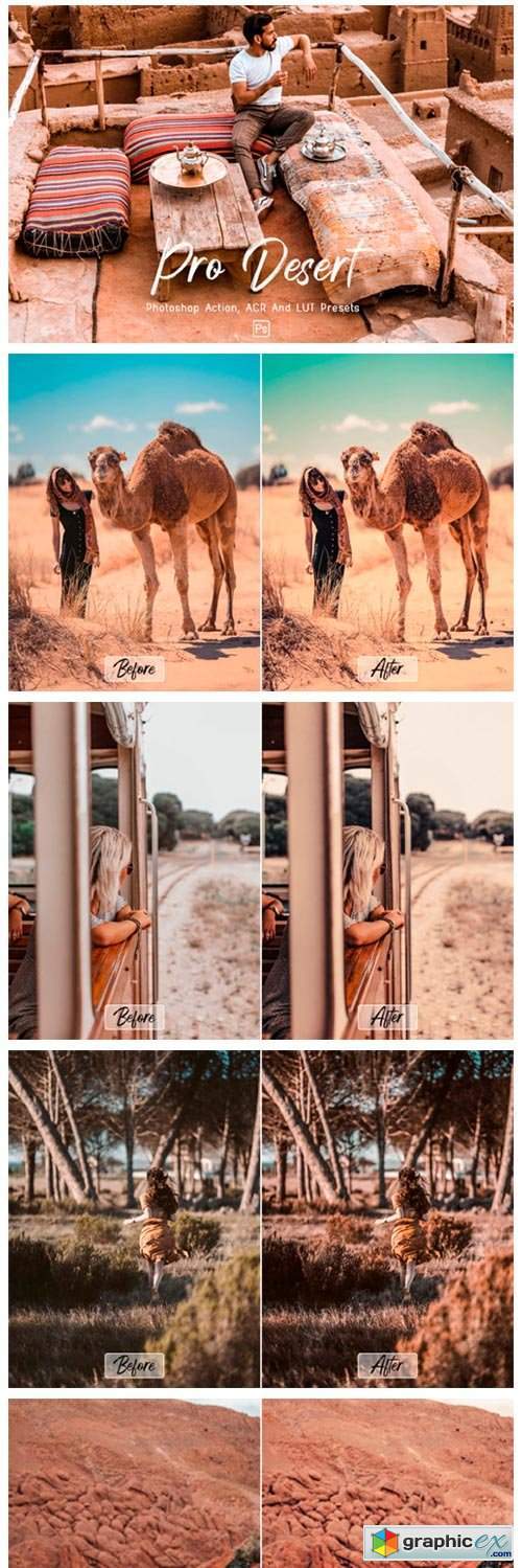 10 Pro Desert Photoshop Actions, ACR, LUT