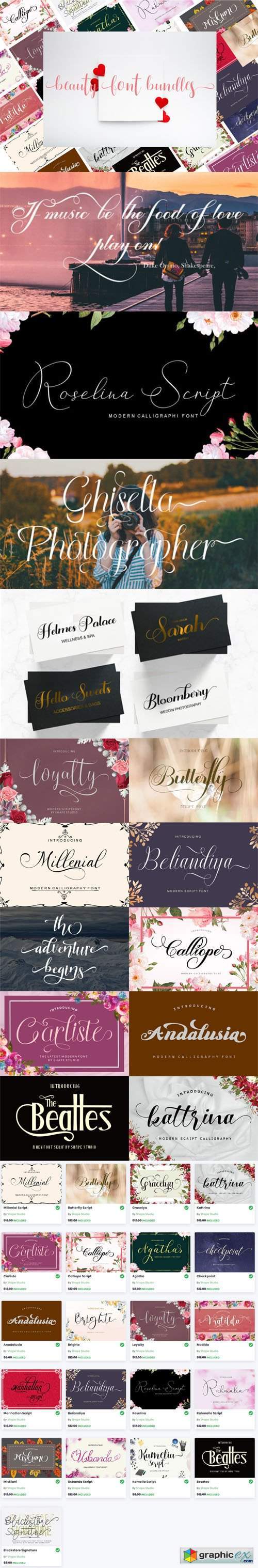 Beauty Font Bundles [21-Fonts]