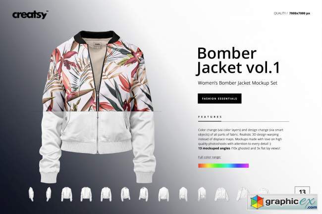 Women's Bomber Jacket Mockup Set v.1 3332605