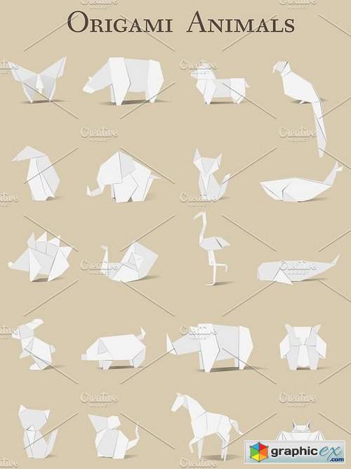 Origami animals vector 