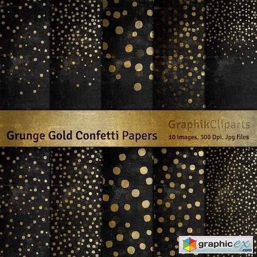 Grunge Gold Confetti Digital Papers