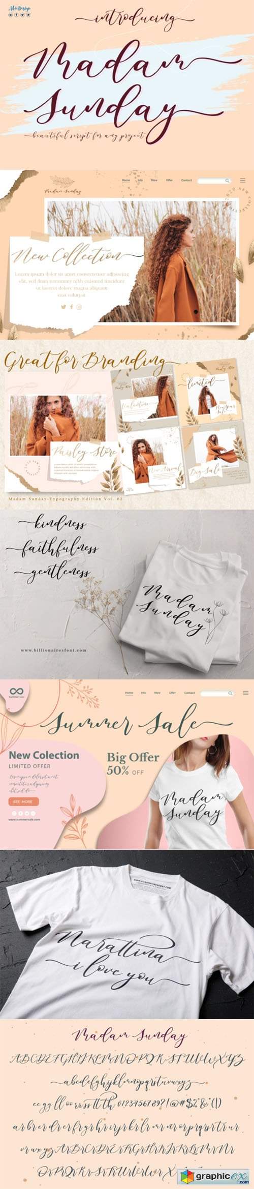  Madam Sunday - Romantic Calligraphy Typeface [2-Weights] 