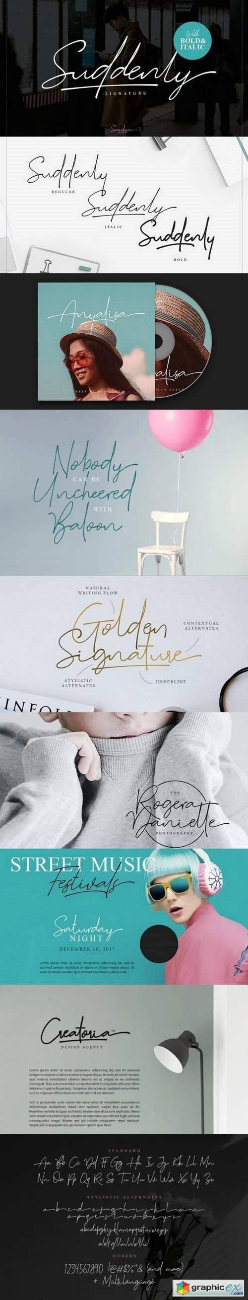 Suddenly Signature Font Family [3-Weights]