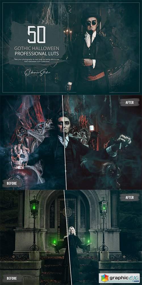  50 Gothic Halloween LUTs and Presets Pack 