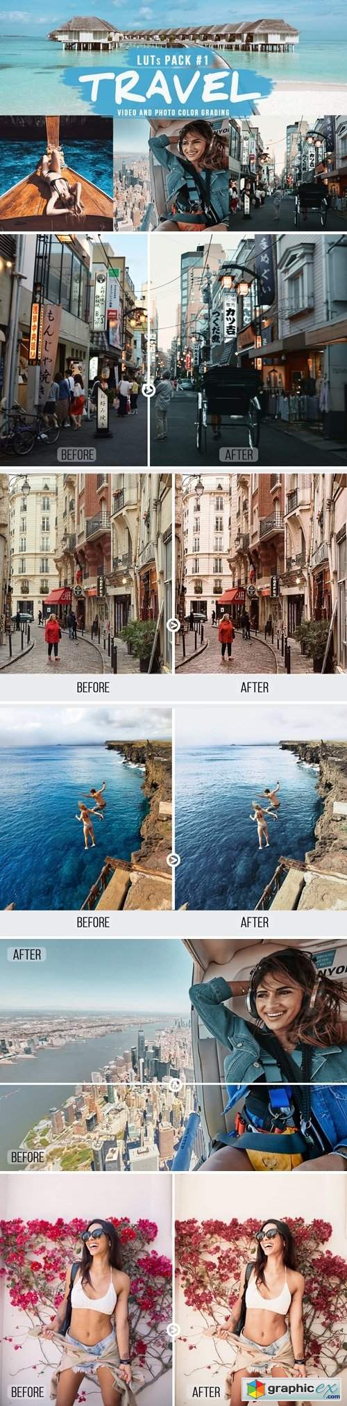  Travel LUTs #1 for Creative Video Color Grading 