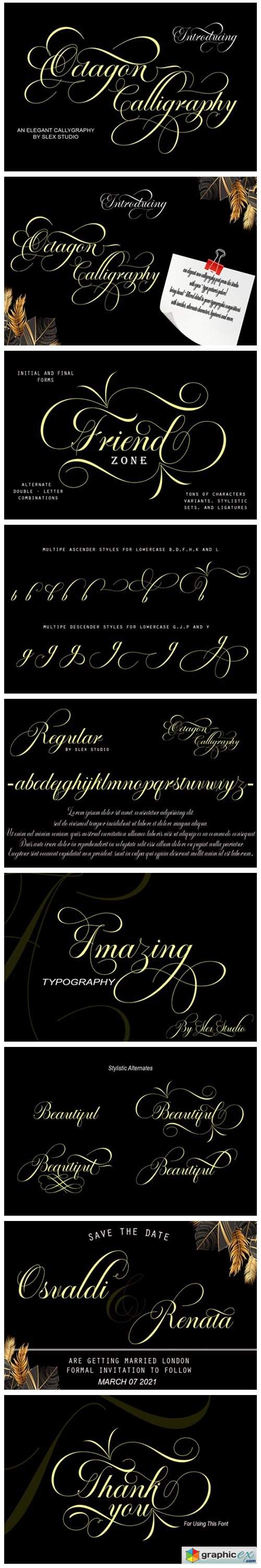  Octagon Calligraphy Font 