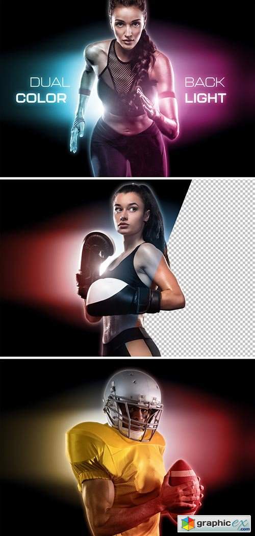  Dual Backlight Photo Effect Mockup with Two Glowing Color 442599760