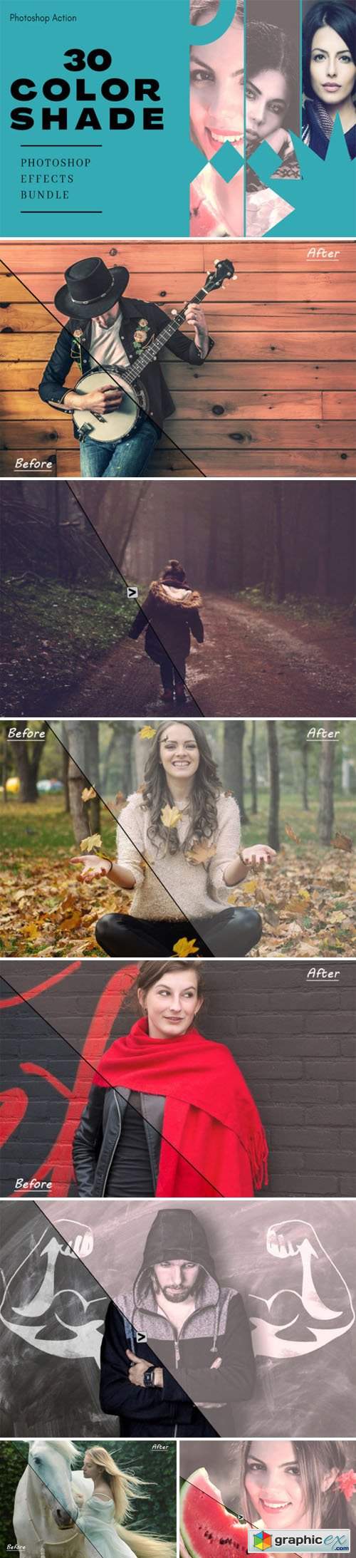 30 Color Shade Effects - Photoshop Action Bundle 