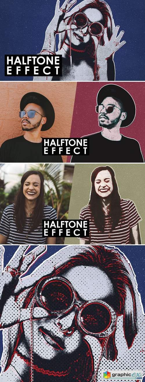  Halftone Vintage Effect for Photoshop + Patterns + Tutorial 