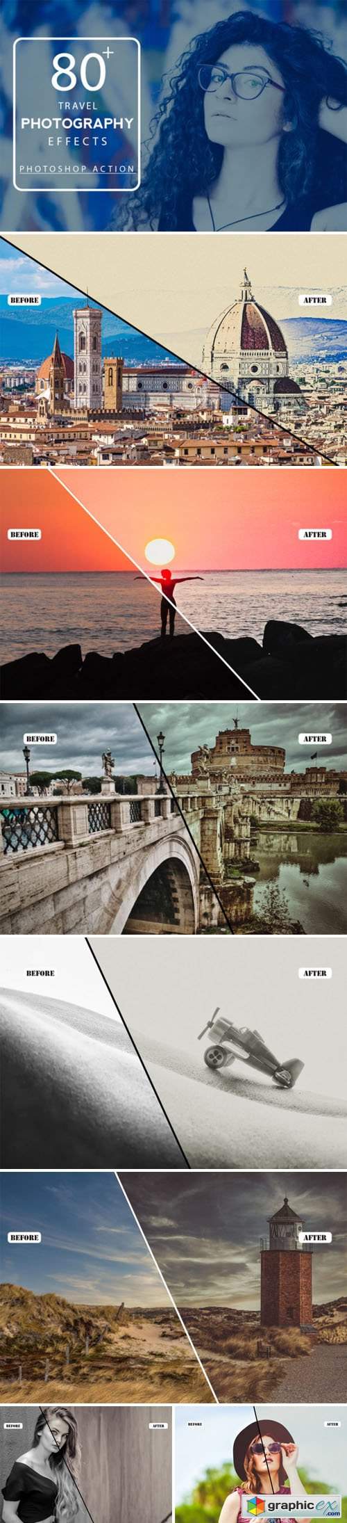  80+ Travel Photography Effects- Photoshop Action Bundle 