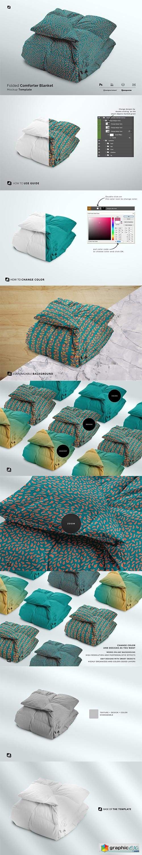 Folded Comforter Blanket Mockup 