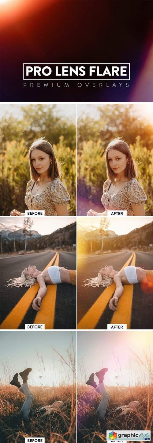 30 Professional Lens Flare Overlay
