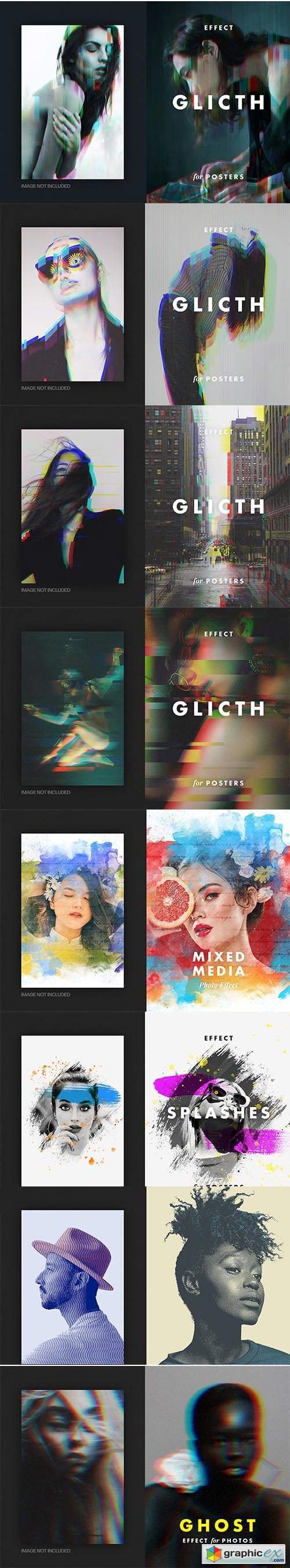 Glitch noise photo effect for poster format