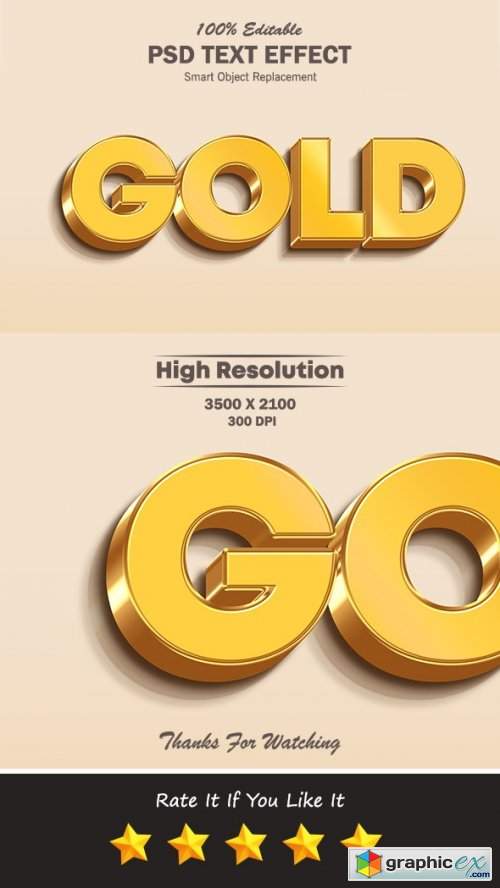  3 Gold Editable Text Effect 2 