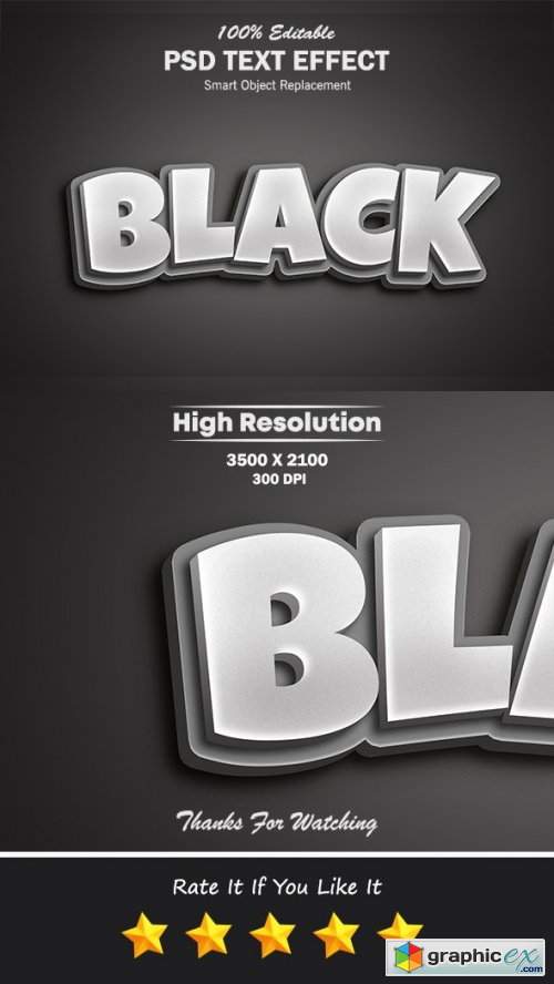 Black Color Editable PSD Text Effect 2 