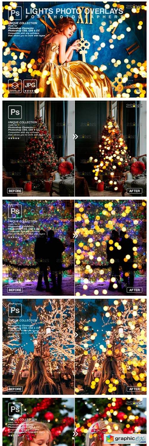  Christmas Lights Photoshop Overlay 