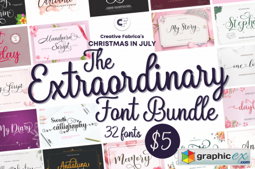  The Extraordinary Font Bundle - 32 Premium Fonts 