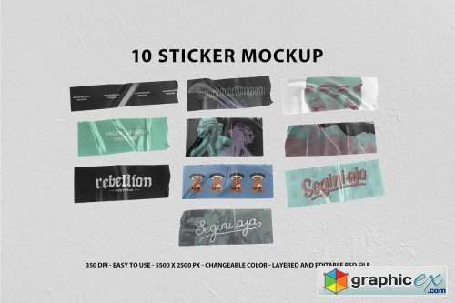 10 Realistic Sticker Mockup 