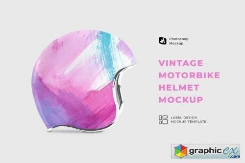  Vintage Motorbike Helmet Mockup 
