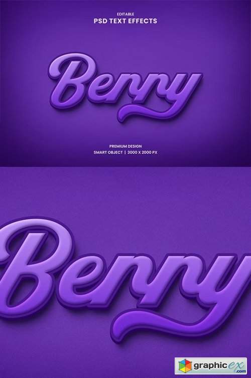 Berry Editable 3D Text Effect 