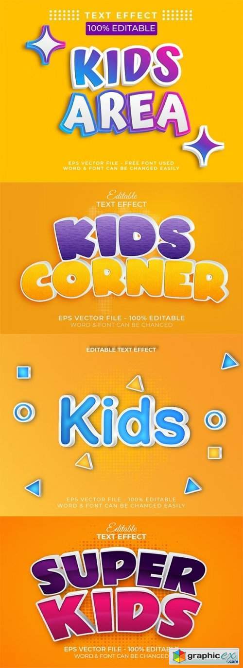 Text Effect Kids Style Theme for Illustrator