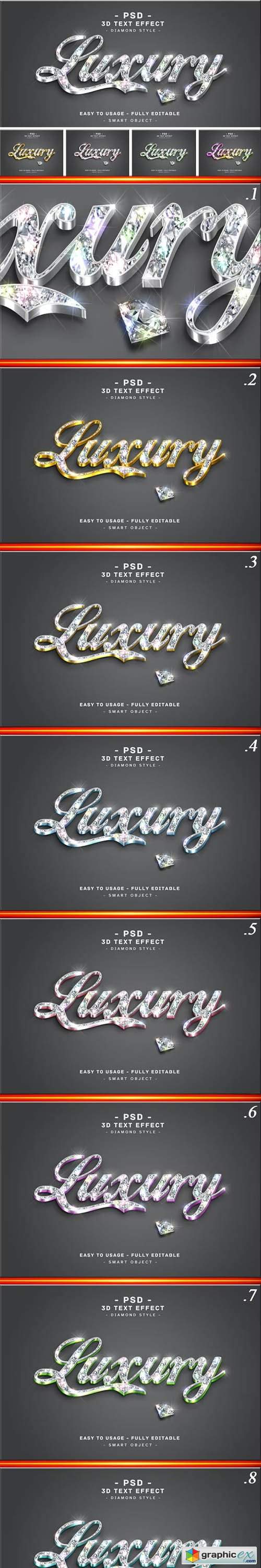 10 Pack 3d Diamond Colors Text Style Effects for Photoshop 