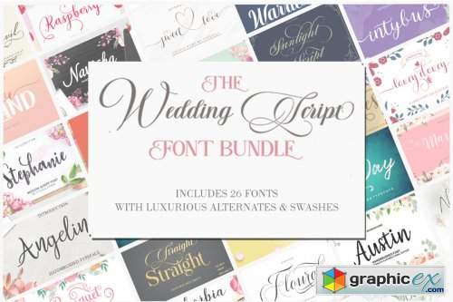  The Wedding Script Font Bundle - 26 Fonts 
