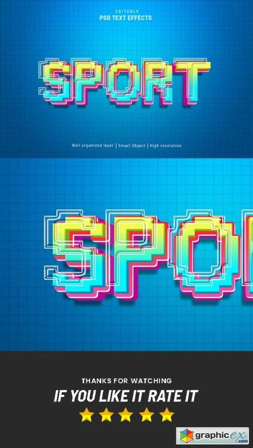 Sport Glass Colorful Editable Text Effect PSD 