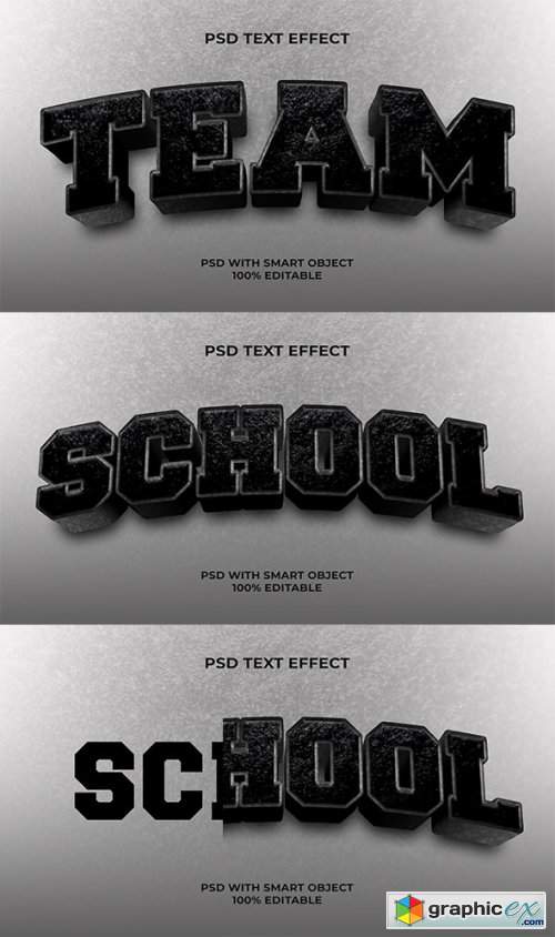 3D Text Effect Black Stone Style 36839099