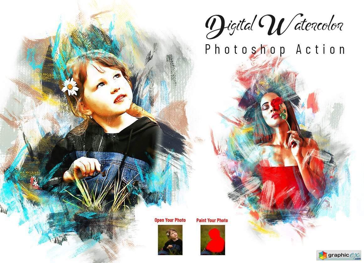 Digital Watercolor Photoshop Action 7113804
