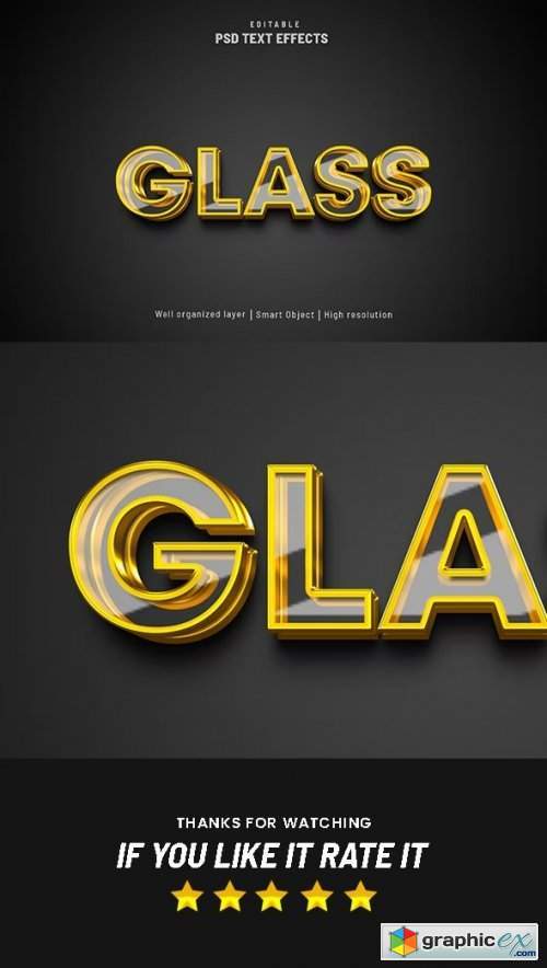 Gold Glass 3D Style Editable Text Effect 36936216