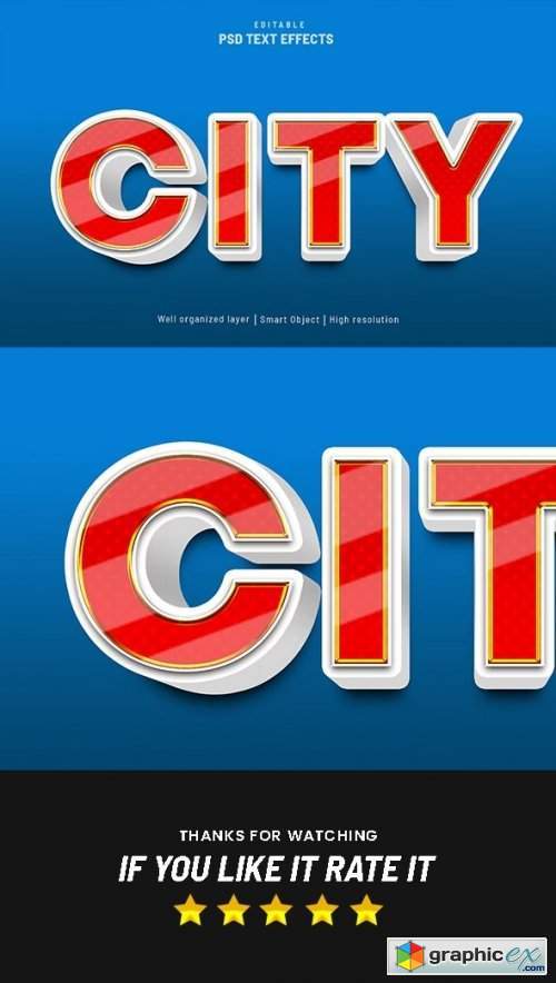 City Red & White Editable Text Effect 36936231