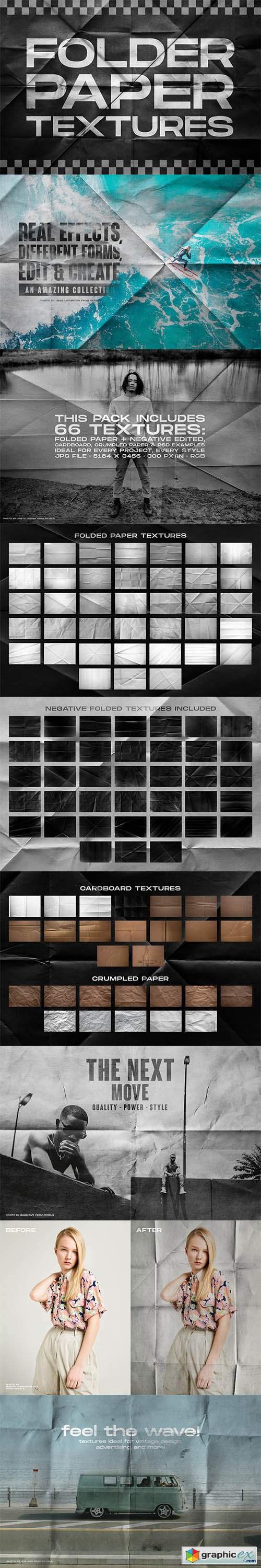 Folded paper textures collection