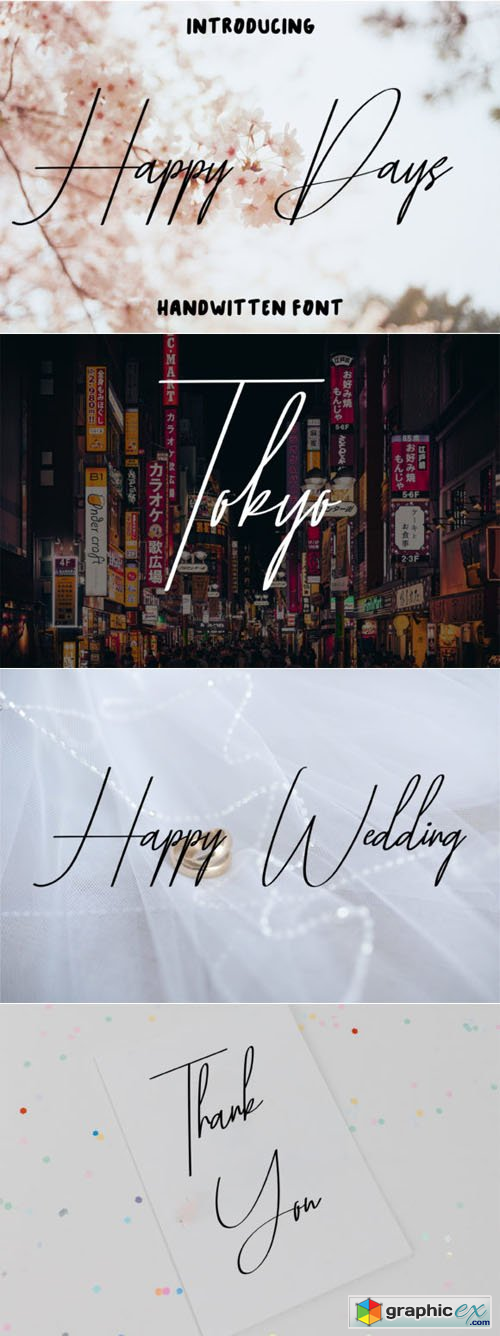 Happy Days - Slim Handwritten Script Font